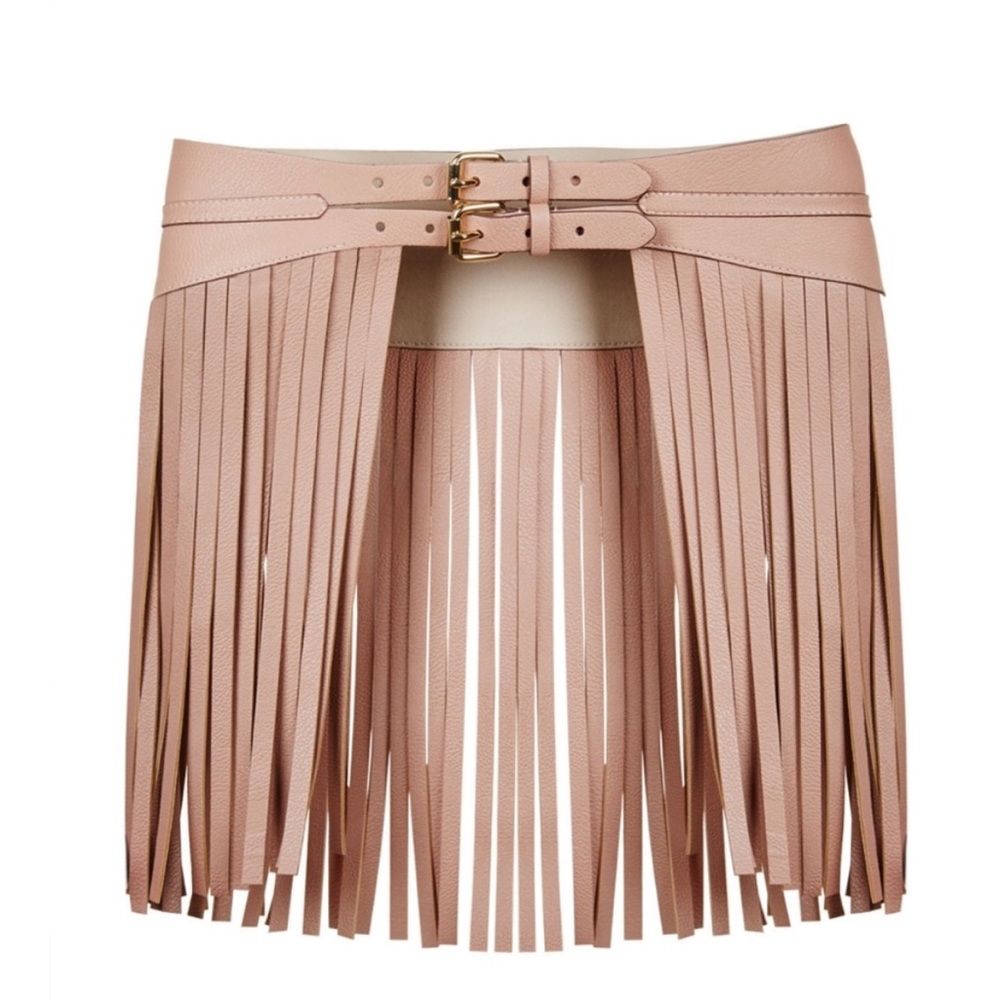 BCBGMAXAZRIA Fringe Nude Belt Size S